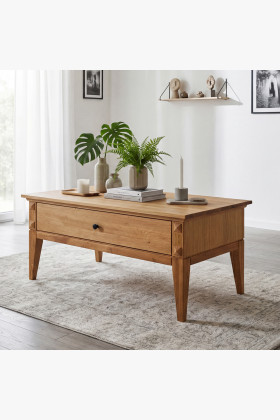 Massiver Eiche Couchtisch 100x60 cm Skandinavisch Rustikal